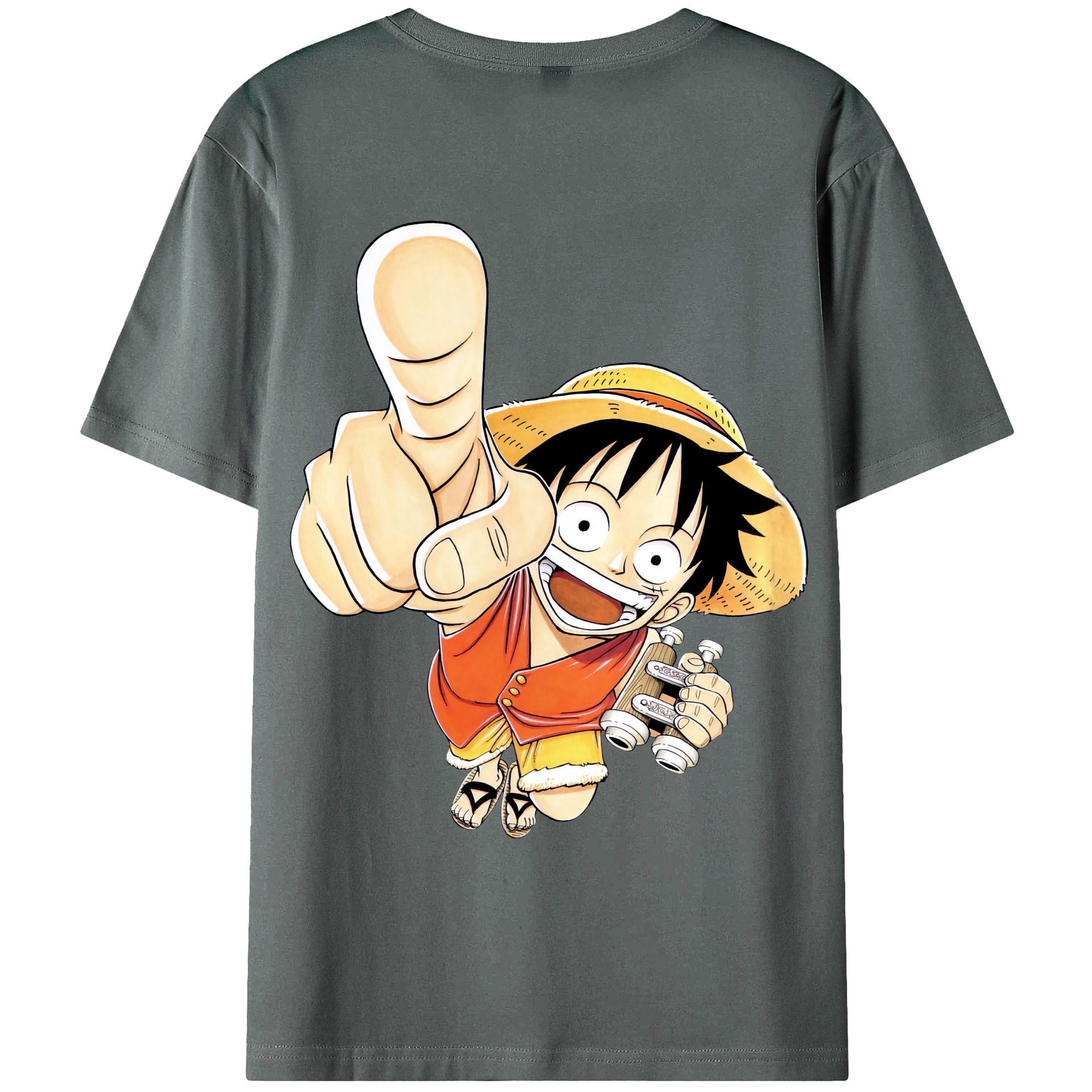 ワンピース モンキー・D・ルフィ ONE PIECE Monkey D. Luffy 綿100％ メンズ半袖Tシャツ（バックプリント） 通気性